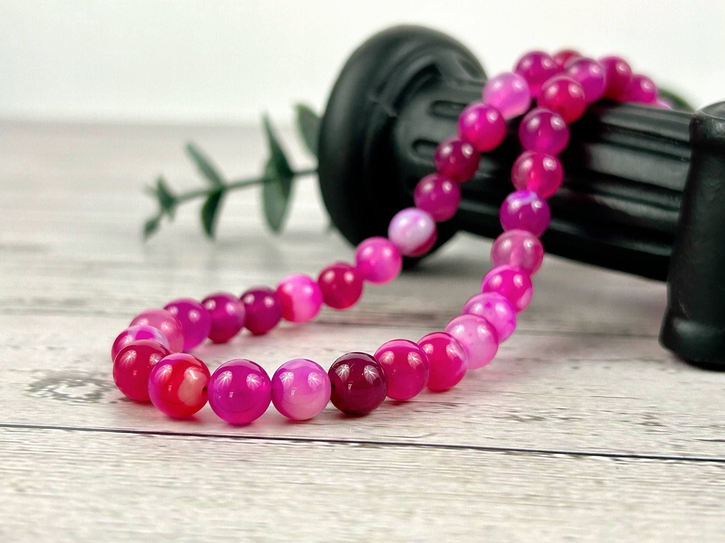 Beaded Necklace, Pink Agate Necklace, Natural Stone Necklace, Gemstones Necklace, Women Necklace, Valentines Gift for Her, Handmade Jewelry