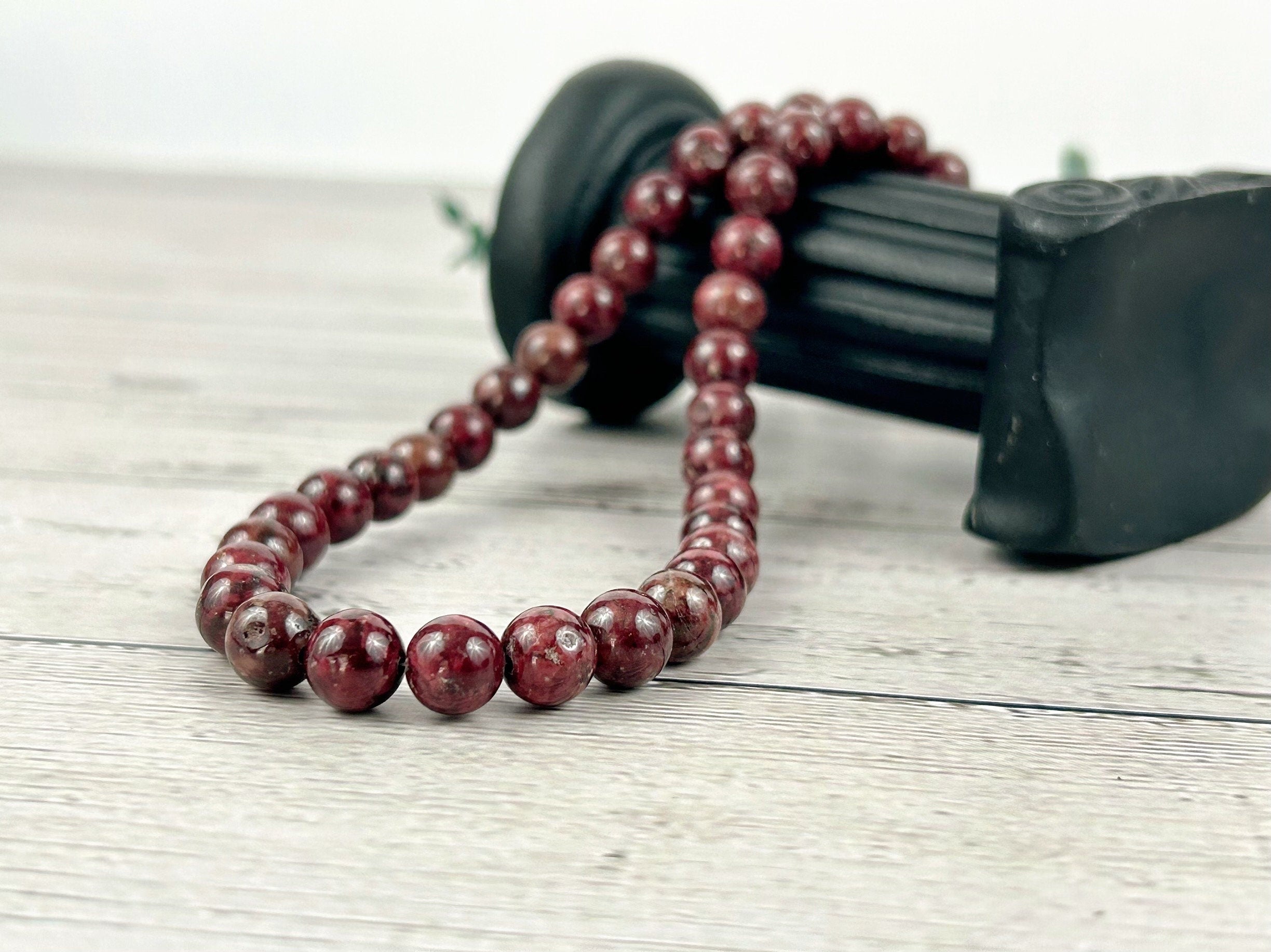 Eudialyte Necklace, Beaded Necklace, Protection Necklace, Energy Necklace, Calming Crystals, Natural Stone Necklace, Valentines Gift for Her