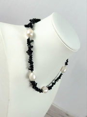Black Beaded Necklace, Black Tourmaline Necklace, Choker Necklace, Baroque Pearl Necklace, Gemstone Necklace, Boho Necklace, Gift for her