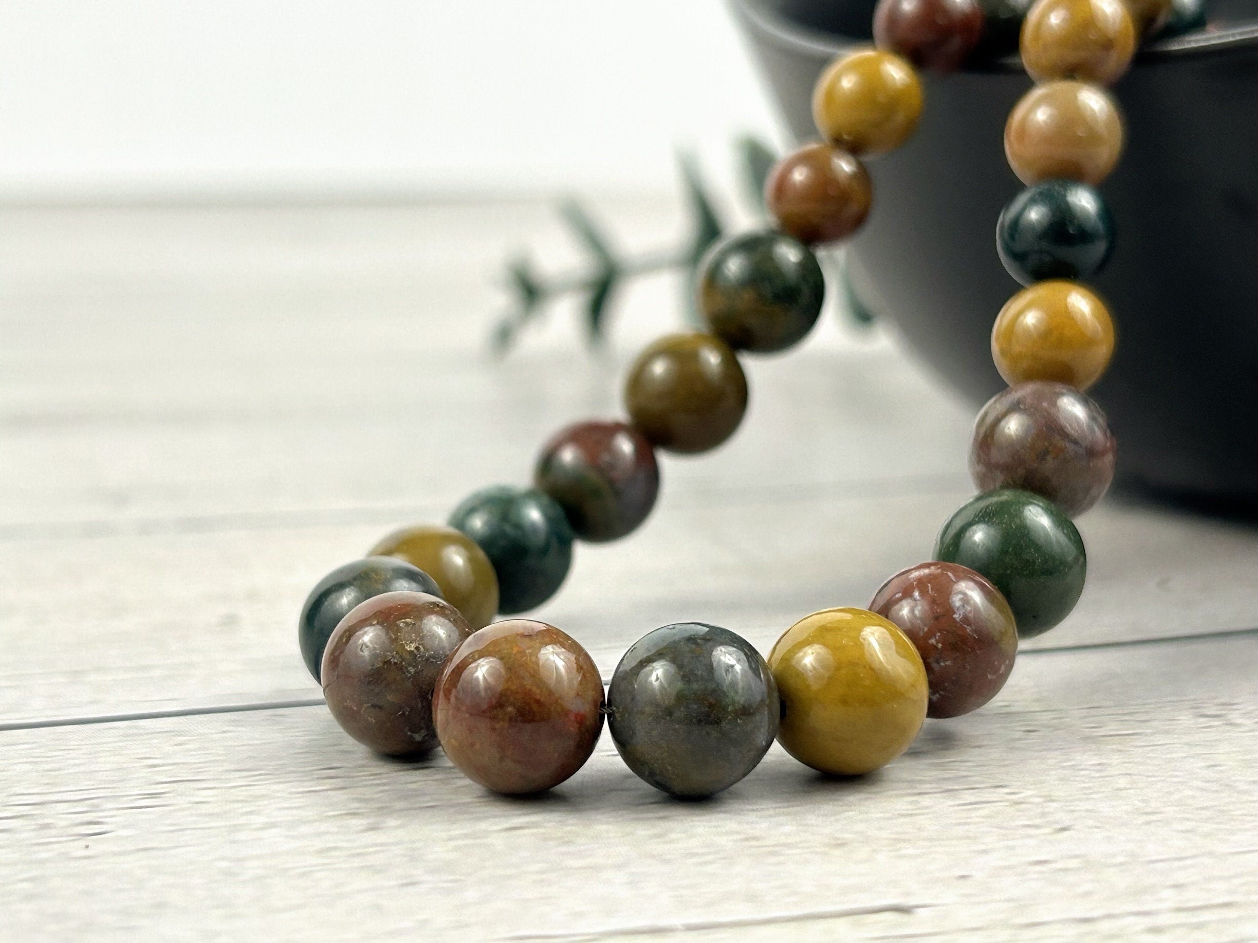Ocean Jasper Necklace, Beaded Necklace, Natural Stone Jewelry, Gift for Her, Gemstone Necklace, Personalized Necklace, Healing Gemstones