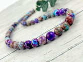 Imperial Jasper Necklace, Purple Beaded Necklace, Natural Stone Necklace, Necklace Gift for Her, Gemstones Jewelry, Gift for Mom