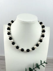 Freshwater Pearl Necklace, Black and White Necklace, Black Onyx Necklace, Choker Necklace, Classic Necklace, Statement Necklace