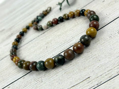 Ocean Jasper Necklace, Beaded Necklace, Natural Stone Jewelry, Gift for Her, Gemstone Necklace, Personalized Necklace, Healing Gemstones