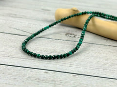 Malachite Necklace, Green Beaded Choker Necklace, Birthday Gift for Her, Jewelry Gift for Mom, Boho Necklace, Layering Necklace