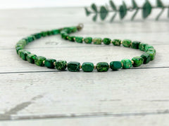 Green Beaded Necklace, Imperial Jasper Necklace, Choker Necklace, Gift for Mom, Gemstone Necklace, Gemstone Jewelry, Handmade Gift for Her