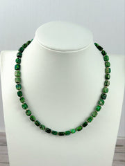 Green Beaded Necklace, Imperial Jasper Necklace, Choker Necklace, Gift for Mom, Gemstone Necklace, Gemstone Jewelry, Handmade Gift for Her