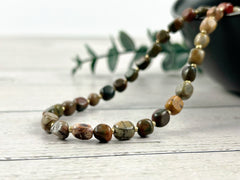 Brown Beaded Necklace, Picasso Jasper Necklace, Gift for Mom, Earth Necklace, Natural Stone Necklace, Gemstone Jewelry, Gift for Her