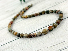 Brown Beaded Necklace, Picasso Jasper Necklace, Gift for Mom, Earth Necklace, Natural Stone Necklace, Gemstone Jewelry, Gift for Her