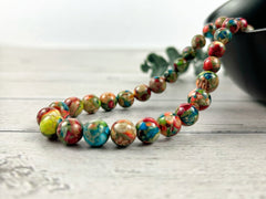 Imperial Jasper Necklace, Multicolor Beaded Necklace, Natural Stone Necklace, Necklace Gift for Her, Gemstones Jewelry, Vibrant Necklace