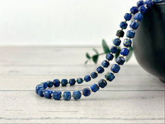 Lapis Lazuli Necklace, Blue Beaded Necklace, Lapis Lazuli Choker Necklace, Gemstone Necklace, Boho Necklace, Handmade Jewelry, Gift for Her