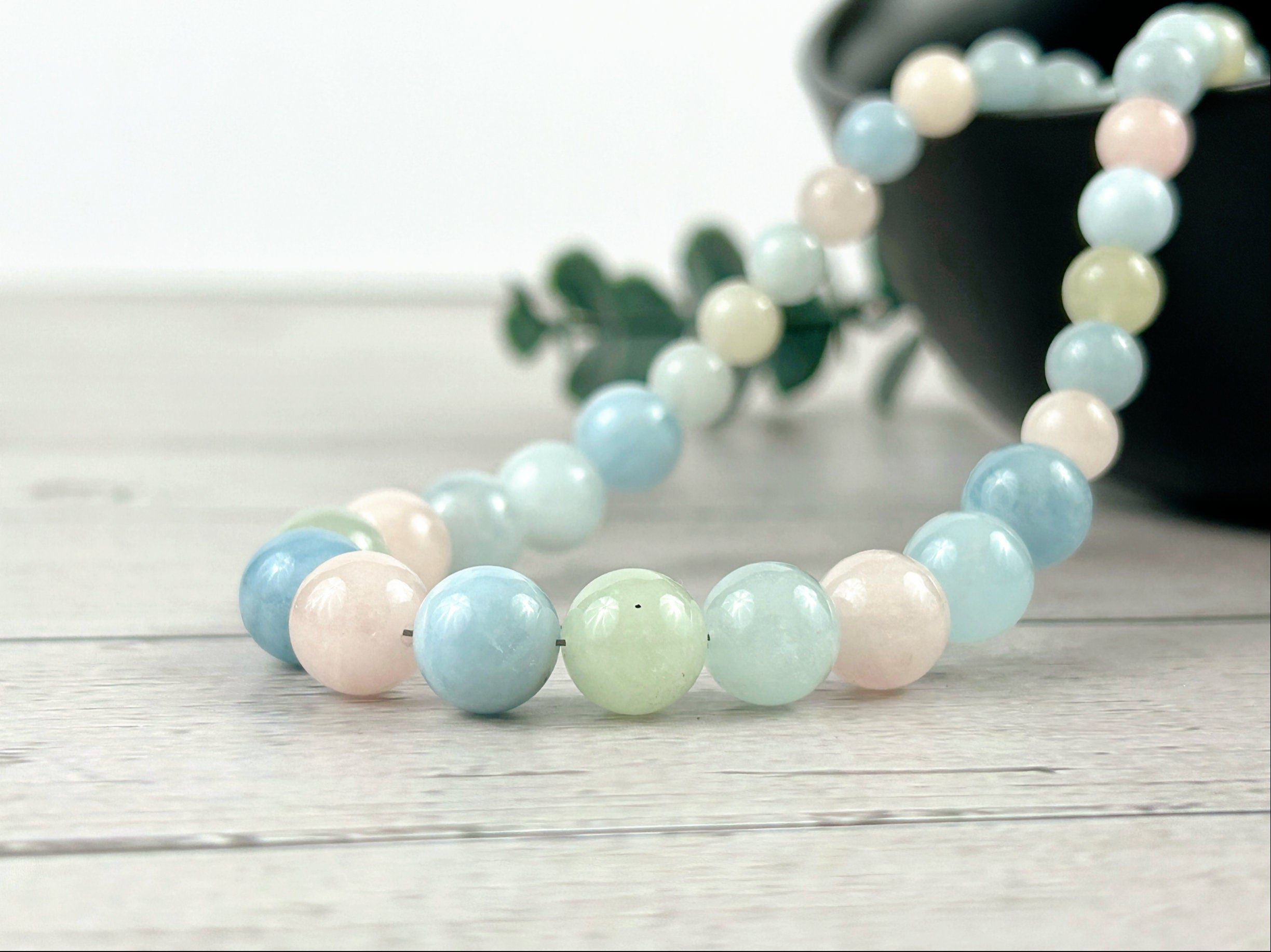 Morganite Necklace, Anxiety Relief Beaded Necklace, Natural Stone Necklace, Gemstones Necklace, Necklace Gift for Her, Handmade Necklace