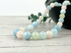 Morganite Necklace, Anxiety Relief Beaded Necklace, Natural Stone Necklace, Gemstones Necklace, Necklace Gift for Her, Handmade Necklace