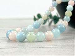 Morganite Necklace, Anxiety Relief Beaded Necklace, Natural Stone Necklace, Gemstones Necklace, Necklace Gift for Her, Handmade Necklace