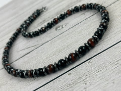 Triple Protection Necklace- Black Onyx, Red Tiger Eye and Hematite