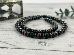 Triple Protection Necklace- Black Onyx, Red Tiger Eye and Hematite