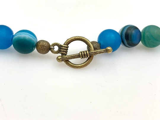 Blue Fire Agate Necklace, Blue Beaded Necklace, Gemstones Jewelry, Stone Necklace, Protection Necklace, Women Necklace, Necklace Gift