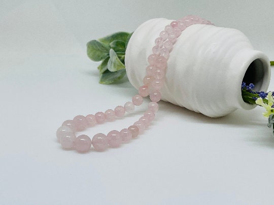 Rose Quartz Necklace, Beaded Necklace, Natural Stone Jewelry, Gift Her, Gemstone Necklace, Personalized Necklace, Healing Stones Necklace