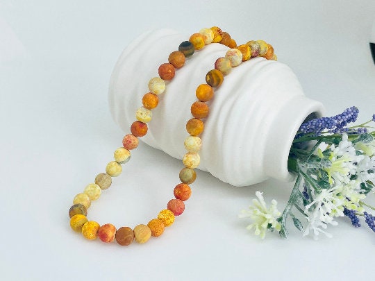 Beaded Necklace, Yellow Jasper Gemstone Necklace, Personalized Gift for Her, Yoga Gemstone Jewelry, Personalized Necklace, Gemstone Necklace
