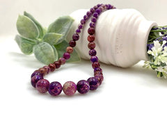 Imperial Jasper Necklace, Purple Stone Necklace, Natural Stone Necklace, Gemstones Jewelry, Beaded Necklaces, Women Necklace, Necklace Gift