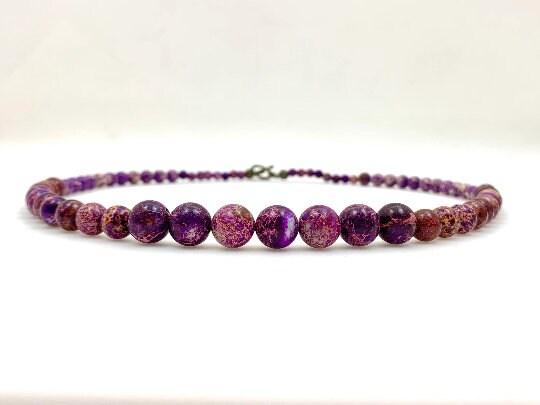 Imperial Jasper Necklace, Purple Stone Necklace, Natural Stone Necklace, Gemstones Jewelry, Beaded Necklaces, Women Necklace, Necklace Gift