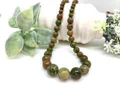 Unakite Necklace, Beaded Necklace, Natural Stones Jewelry, Healing Gemstone Necklace, Personalized Necklace, Yoga Gemstone, Necklace Gift