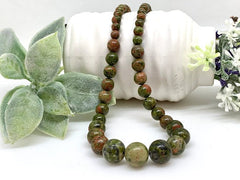 Unakite Necklace, Beaded Necklace, Natural Stones Jewelry, Healing Gemstone Necklace, Personalized Necklace, Yoga Gemstone, Necklace Gift