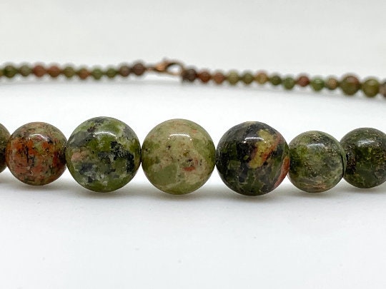 Unakite Necklace, Beaded Necklace, Natural Stones Jewelry, Healing Gemstone Necklace, Personalized Necklace, Yoga Gemstone, Necklace Gift