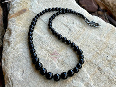 Black Onyx Necklace, Beaded Necklace, Protection Necklace, Healing Gemstones, Healing crystals, Gift for her, Promise Necklace