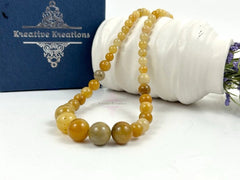 Yellow Jade Necklace, Beaded Necklace, Natural Stone Necklace, Gemstones Necklace, Women Necklace, Necklace Gift for Her, Handmade Necklace