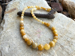 Yellow Jade Necklace, Beaded Necklace, Natural Stone Necklace, Gemstones Necklace, Women Necklace, Necklace Gift for Her, Handmade Necklace