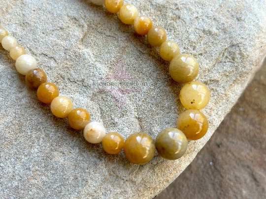 Yellow Jade Necklace, Beaded Necklace, Natural Stone Necklace, Gemstones Necklace, Women Necklace, Necklace Gift for Her, Handmade Necklace