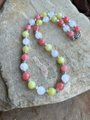 Beaded Necklace, Cherry Quartz Necklace, Lemon Jade Necklace, Crystal Necklaces, Stone Jewelry, Gemstone Necklace, Pearl Necklace Gift