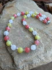 Beaded Necklace, Cherry Quartz Necklace, Lemon Jade Necklace, Crystal Necklaces, Stone Jewelry, Gemstone Necklace, Pearl Necklace Gift