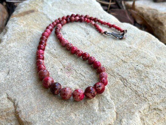 Imperial Jasper Necklace, Red Jasper Necklace, Natural Stone Necklace, Gift her, Healing Stones, Personalized Necklace, Gemstones Jewelry