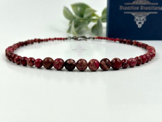 Imperial Jasper Necklace, Red Jasper Necklace, Natural Stone Necklace, Gift her, Healing Stones, Personalized Necklace, Gemstones Jewelry