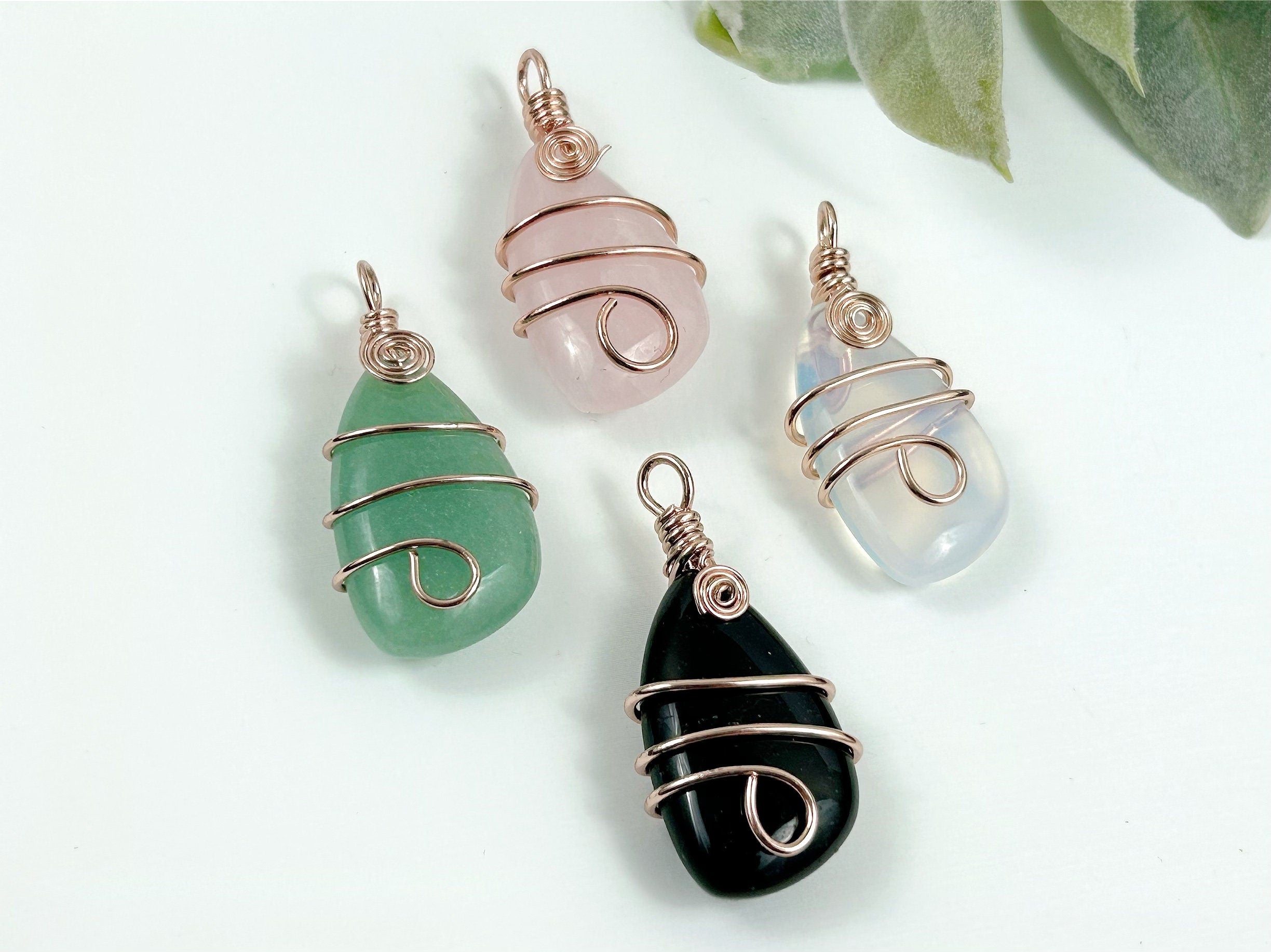 Rose Quartz Pendant, Black Onyx Pendant, Green Aventurine Pendant, Opalite Pendant