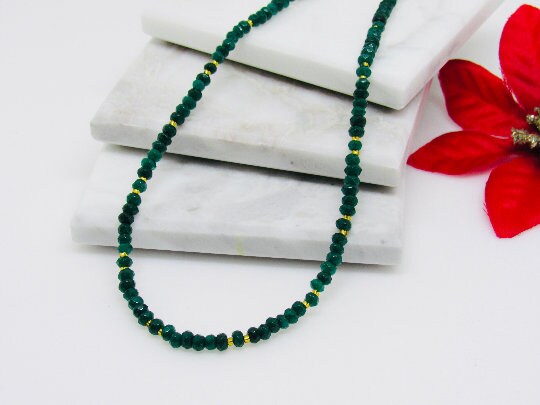 Choker Necklace, Emerald Necklace, Layering Necklace, Collar Choker, Beaded Necklace, Handmade Jewelry, Unique Necklace
