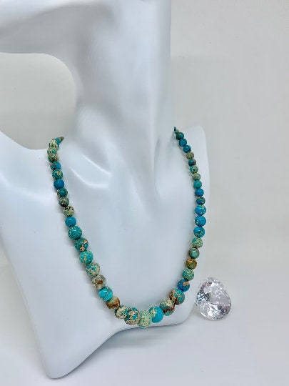 Turquoise Necklace, Imperial Jasper Necklace, Natural Stone Necklace, Gift for her, Healing Stones, Personalized Necklace, Gemstones Jewelry