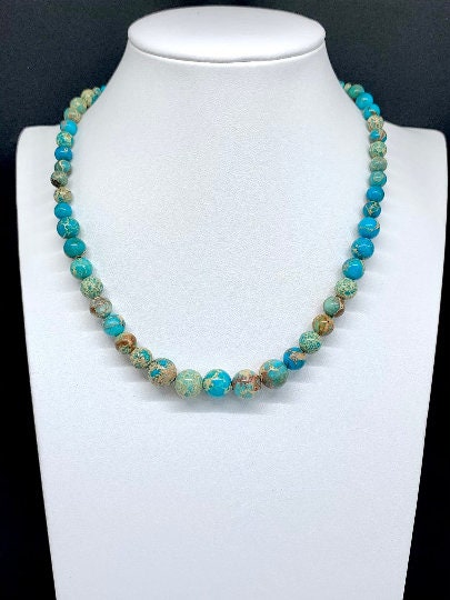 Turquoise Necklace, Imperial Jasper Necklace, Natural Stone Necklace, Gift for her, Healing Stones, Personalized Necklace, Gemstones Jewelry