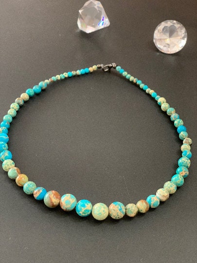 Turquoise Necklace, Imperial Jasper Necklace, Natural Stone Necklace, Gift for her, Healing Stones, Personalized Necklace, Gemstones Jewelry