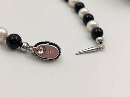 Freshwater Pearl Necklace, Black and White Necklace, Black Onyx Necklace, Choker Necklace, Classic Necklace, Statement Necklace