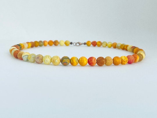 Beaded Necklace, Yellow Jasper Gemstone Necklace, Personalized Gift for Her, Yoga Gemstone Jewelry, Personalized Necklace, Gemstone Necklace