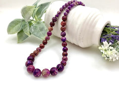 Imperial Jasper Necklace, Purple Stone Necklace, Natural Stone Necklace, Gemstones Jewelry, Beaded Necklaces, Women Necklace, Necklace Gift