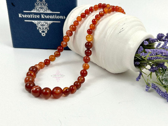 Beaded Necklace, Red Agate Necklace, Natural Stone Necklace, Gemstones Necklace, Women Necklace, Necklace Gift for Her, Handmade Necklace