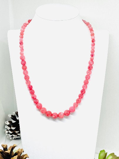 Cherry Quartz Necklace, Beaded Necklace, Natural Stone Jewelry, Gift for Her, Gemstone Necklace, Personalized Necklace, Healing Stones