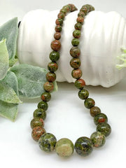 Unakite Necklace, Beaded Necklace, Natural Stones Jewelry, Healing Gemstone Necklace, Personalized Necklace, Yoga Gemstone, Necklace Gift