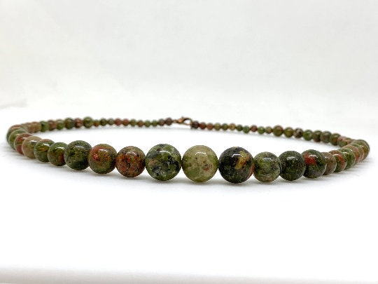 Unakite Necklace, Beaded Necklace, Natural Stones Jewelry, Healing Gemstone Necklace, Personalized Necklace, Yoga Gemstone, Necklace Gift