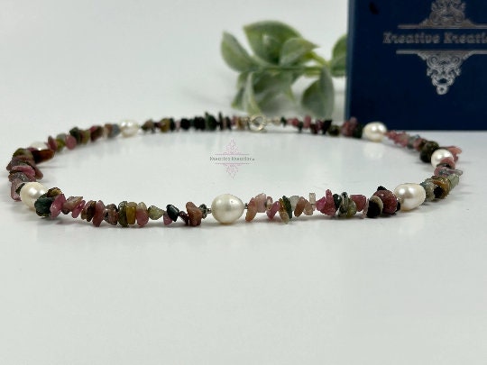 Beaded Necklace, Tourmaline Necklace, Baroque Pearl Necklace, Beaded Necklace, Gemstone Necklace, Boho Necklace, Minimalist Necklace