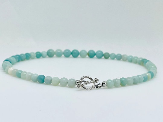 Blue Amazonite Necklace, Beaded Necklace, Gemstones Jewelry, Healing Stone Yoga Necklace, Protection Necklace, Valentine Gift, Birthday Gift
