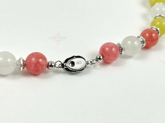 Beaded Necklace, Cherry Quartz Necklace, Lemon Jade Necklace, Crystal Necklaces, Stone Jewelry, Gemstone Necklace, Pearl Necklace Gift